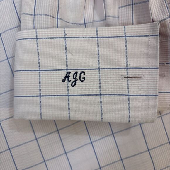 Charles Tyrwhitt Dress Shirt Classic Fit Non Iron 16.5 Pink French Cuff Monogram - Picture 5 of 6